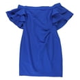 thumbnail image 1 of Ralph Lauren Womens Ruffle Off-Shoulder Dress, Blue, Petite, 12P, 1 of 1