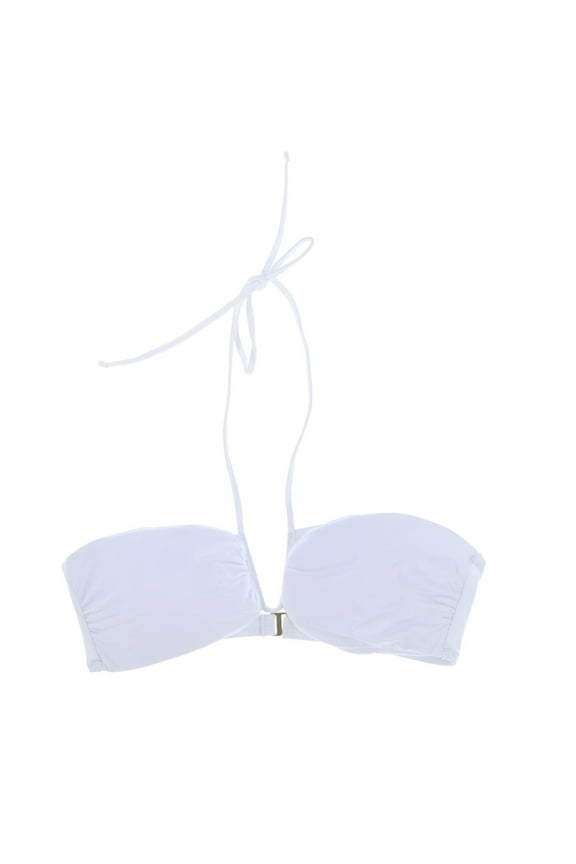 Ralph Lauren Womens Shirred V-Wire Bandeau Swim Top White 16