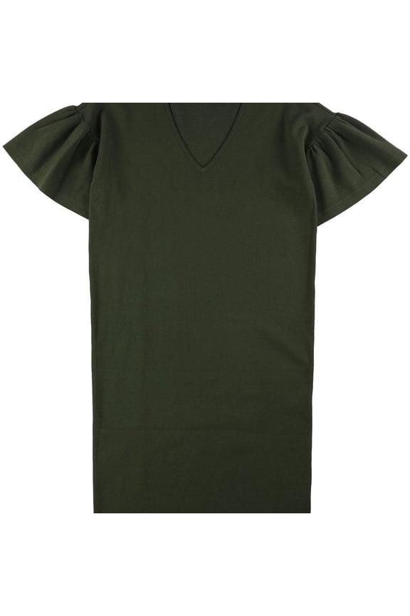 Womens Short Sleeve Sweater Dress, Green, Large