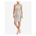 thumbnail image 1 of Ralph Lauren Womens Sleeveless Bodycon Asymmetrical Dress, Metallic, 6, 1 of 4
