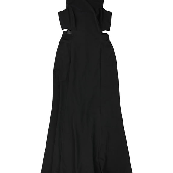 Ralph Lauren Womens Solid Cut Out Gown Dress, Black, 8