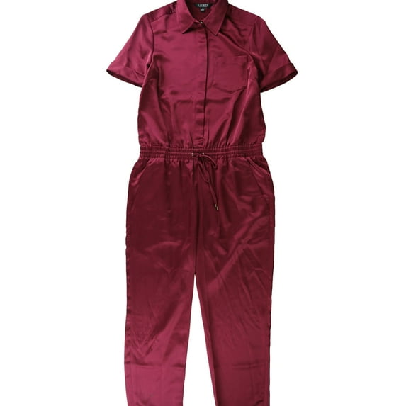 Ralph Lauren Womens Solid Jumpsuit, Red, 2