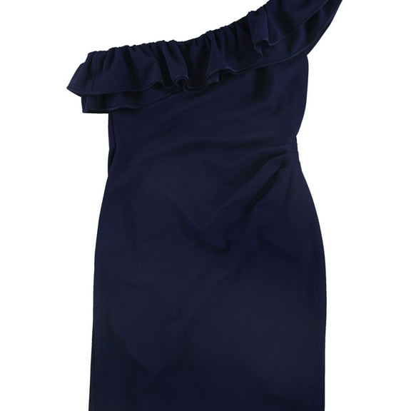 Ralph Lauren Womens Solid Ruffled Dress, Blue, 6