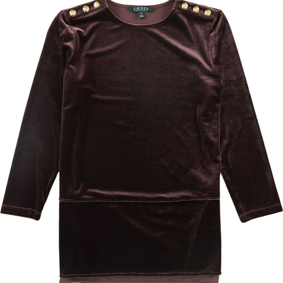 Ralph Lauren Womens Velvet Knit Blouse, Red, Petite, PM