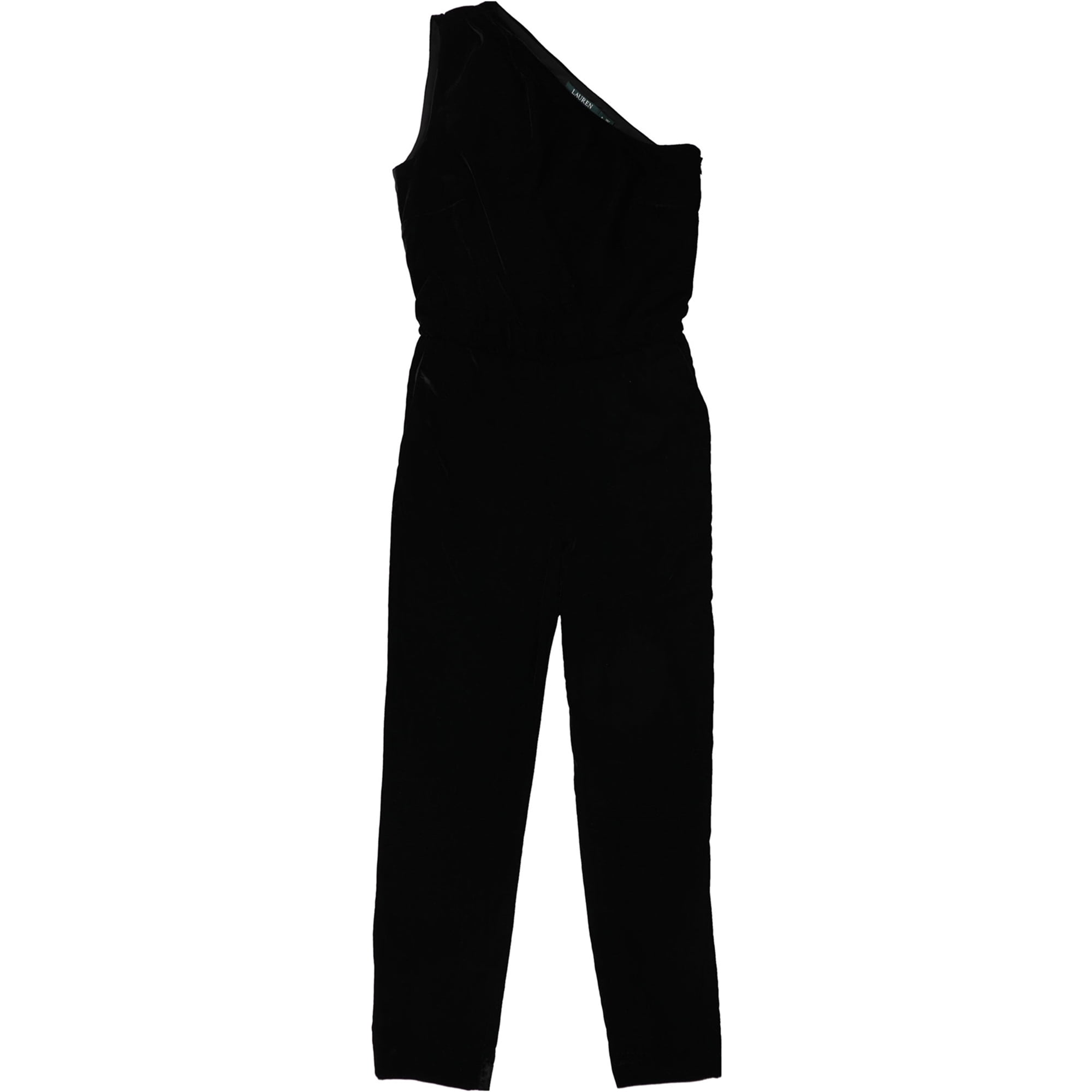Ralph Lauren Womens Velvet One Shoulder Jumpsuit Black 2 Walmart
