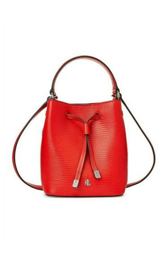 mini debby III lizard embossed drawstring bag red Bag Handbag New