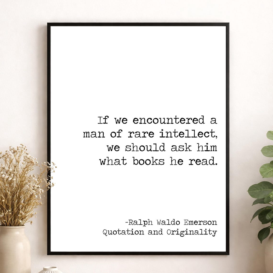 Store Sign Flashcard Ralph Waldo Emerson A Man Of Rare Intellect Wall Art Print, Literary ...
