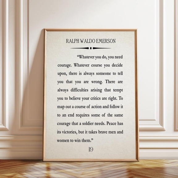 Ralph Waldo Emerson Courage Poster, Unframed Paper Poster 8x10in