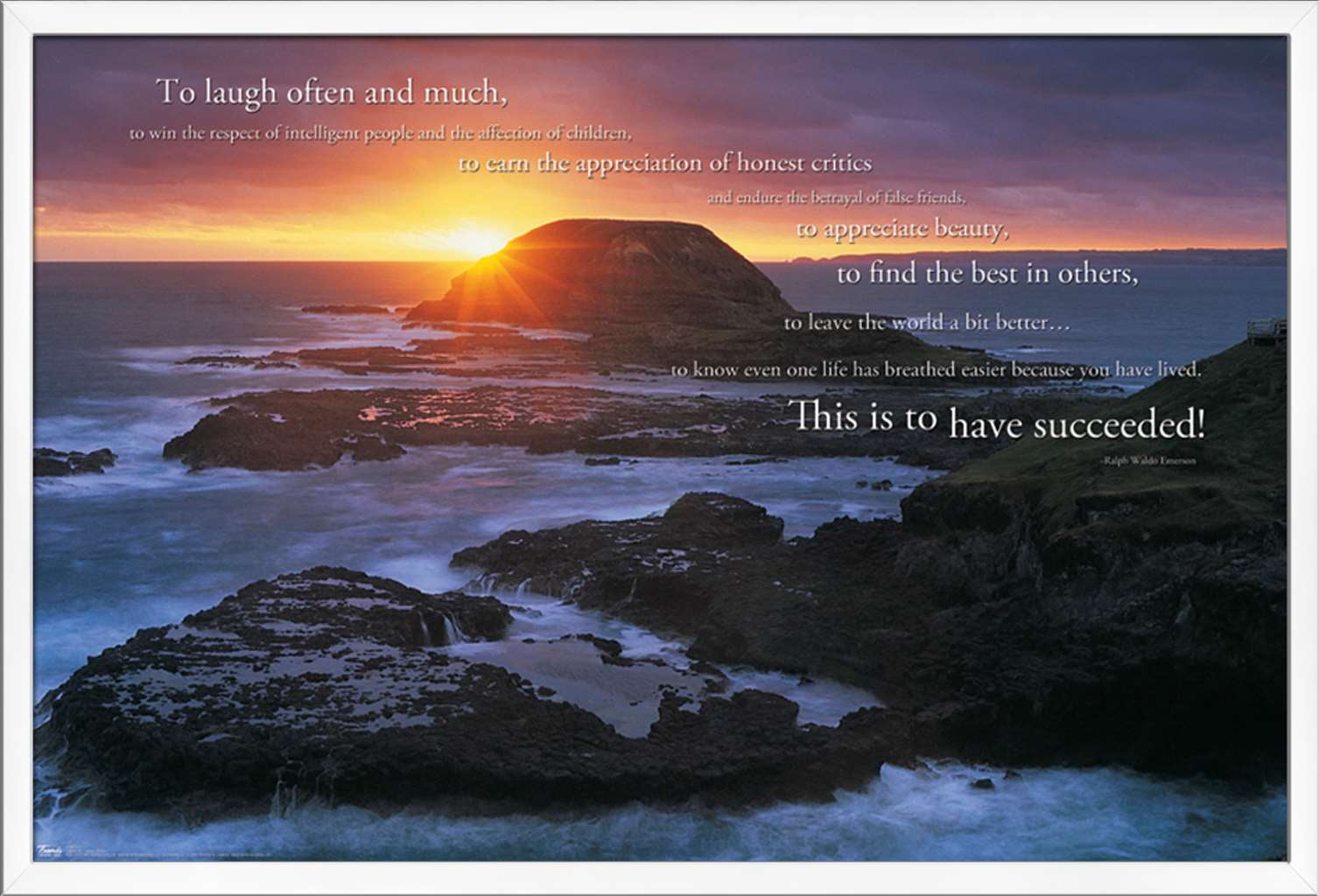 Ralph Waldo Emerson - To laugh often and much. Wall Poster, 22.375" x 34", Framed