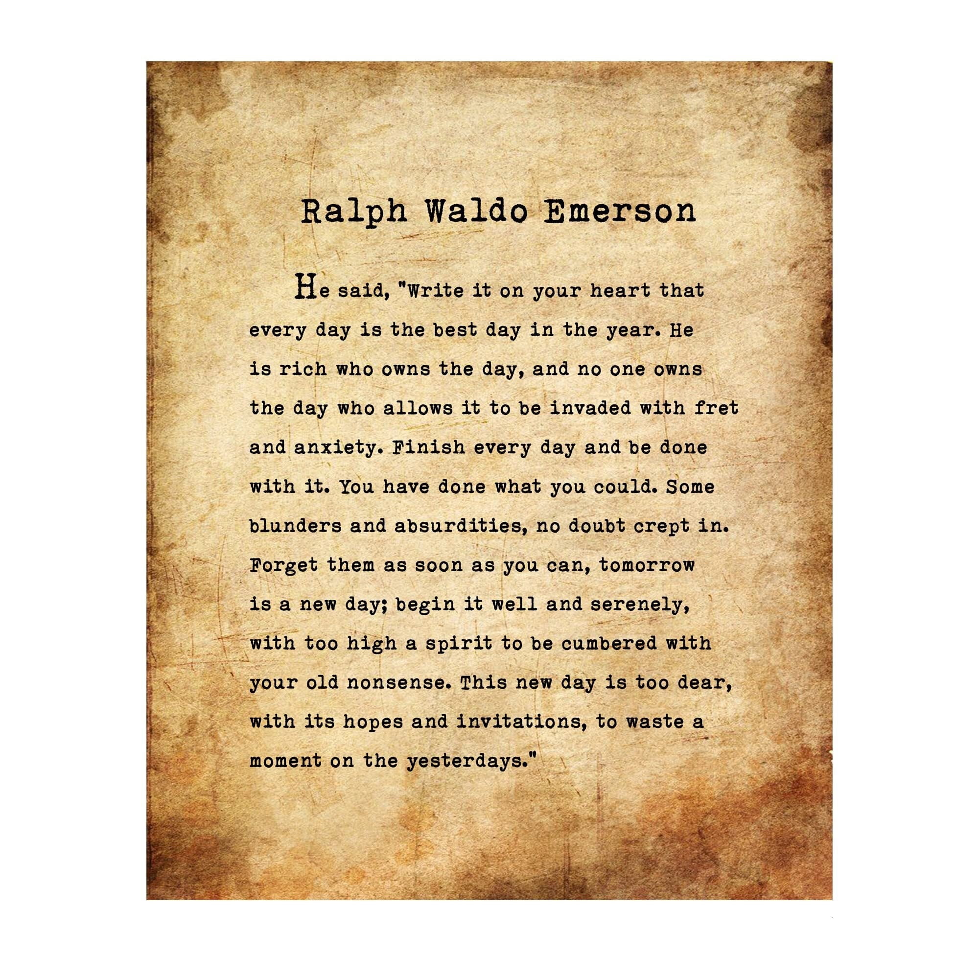Ralph Waldo Emerson - Write It Your Own Heart - Inspirational Poem Wall ...