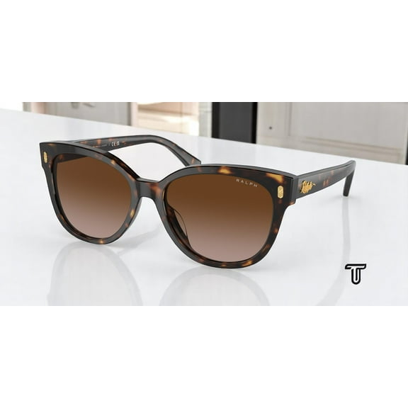 Ralph Lauren RA 5305U Plastic Womens Cat-Eye Sunglasses Black Havana 56mm Adult