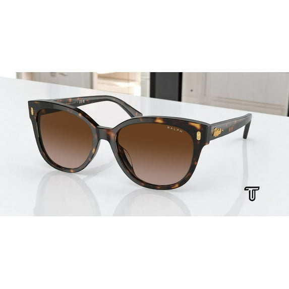 Ralph Lauren RA 5305U Plastic Womens Cat-Eye Sunglasses Black Havana 56mm Adult
