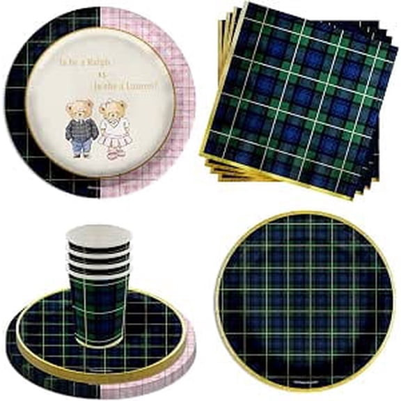 Ralph or Lauren Gender Reveal Party Supplies, 64 Piece Set, Boy or Girl