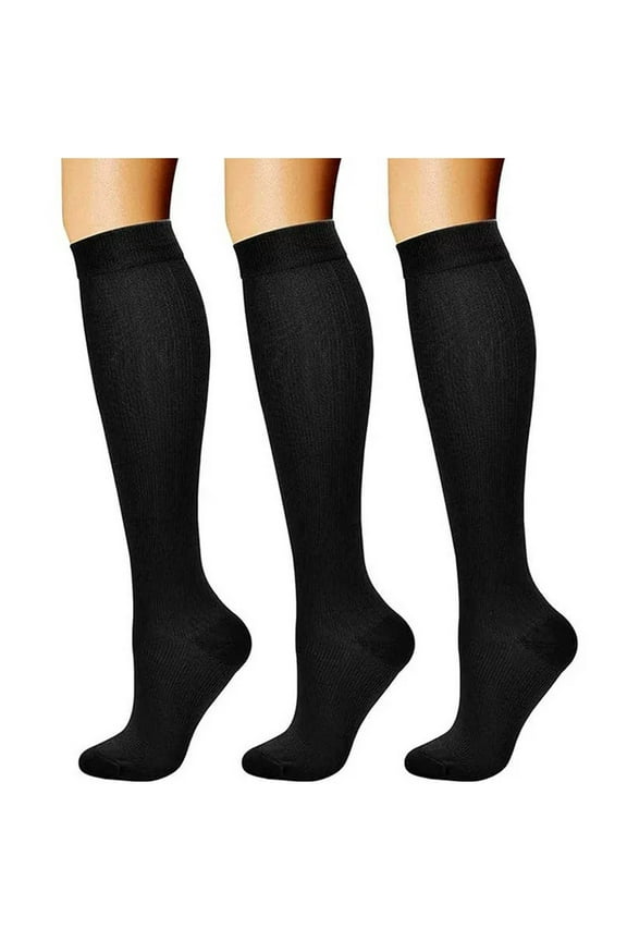 3 Pack Cotton Knee-High Socks for Women - Size L, Black, Breathable & Moisture-Wicking, Comfortable for All-Day Wear (Standing/Everyday Use)