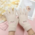 thumbnail image 1 of absanyy Cute Cartoon Touchscreen Winter Gloves for Women - Thermal, Khaki, Free Size, Pink Cheeks Design, 1 of 2