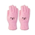 thumbnail image 1 of absanyy Cute Fluffy Winter Gloves for Women - Pink Embroidered Design, One Size Fits All, Warm & Stylish Cold Weather Accessories, 1 of 4