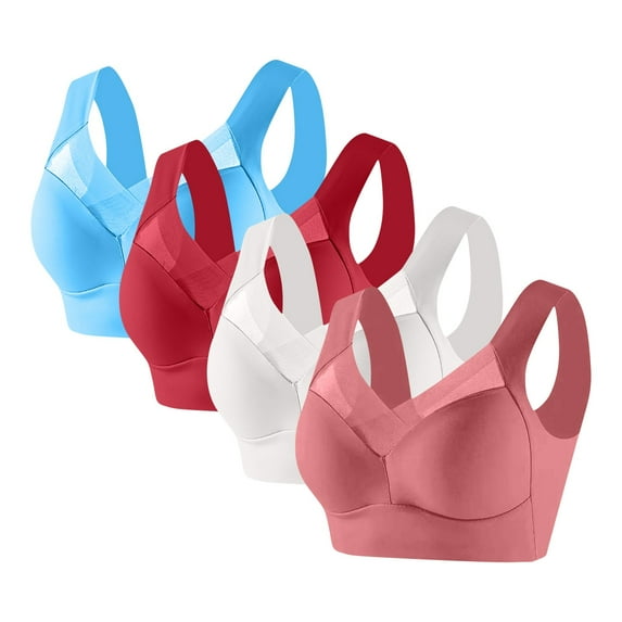 absanyy Plus Size 2XL Wireless Bras for Women 4 Pack - Watermelon Red Racerback - Comfortable All Day Wear, Yoga & Sleep - Affordable Value Pack