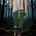 thumbnail image 1 of absanyy Plus Size Hall-oween Leggings for Women 3XL, Green, Striped Design, Polyester Spandex, Stretchy, Hall-oween Party Festive Wear, 1 of 9