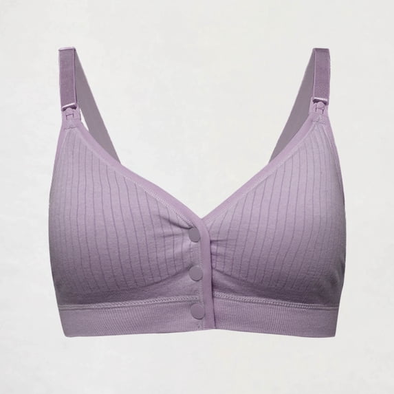 VONCOS Plus Size Nursing Bra - Front Closure Maternity Bra, Stretchy Soft Wirefree with Adjustable Straps for Postpartum Everyday Wear, Purple, 2XL