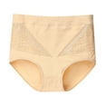 thumbnail image 1 of absanyy Plus Size Women's High-Waisted Cotton Panties - 2XL, Beige - Breathable with Lace Detail, Comfortable for Daily Wear, 1 of 2