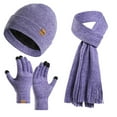thumbnail image 1 of absanyy Women's 3 in 1 Winter Accessory Set - Purple, Free Size, Acrylic Beanie Scarf & Touchscreen Gloves, Warm Cold Weather Set, Giftable for Daily & Holidays, 1 of 1
