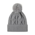 thumbnail image 1 of absanyy Women's Acrylic Cable Knit Pom Pom Beanie - Gray, Warm Winter Hat, One Size Fits Most, Cold Weather Accessory, 1 of 3