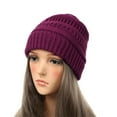 thumbnail image 1 of absanyy Women's Acrylic Knitted Beanie - Slouchy Ribbed, Hot Pink, Free Size - Warm, Machine Washable for Winter Outdoor & Daily Wear, 1 of 2