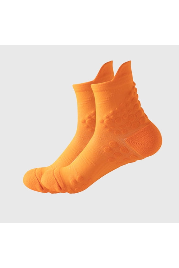 Women's Ankle Length Cotton Socks - Grippy Non Slip for Yoga & Daily Wear, One Size Fits All, Orange