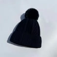 thumbnail image 1 of absanyy Women's Cable Knit Pom Pom Beanie - Warm Polyester, Black, One Size Fits Most for Winter & Outdoor, 1 of 3