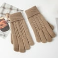 thumbnail image 1 of absanyy Women's Cable Knit Touchscreen Gloves - 100% Polyester Thermal Winter Gloves with Ribbed Cuff, Size L, Khaki, 1 of 5