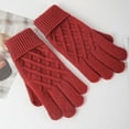 thumbnail image 1 of absanyy Women's Cable Knit Winter Gloves - Thermal Insulated, Ribbed Cuff, Size L, Red - Warm for Daily Commuting & Cold Weather, 1 of 5
