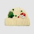 thumbnail image 1 of absanyy Women's Christmas Knit Beanie - Warm Winter Plush Hats, White with Snowman & Tree, Pom Pom, One Size Fits All, 1 of 3