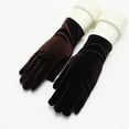 thumbnail image 1 of absanyy Women's Coffee Velvet Gloves - One Size Fits Most, Vintage Formal Evening Gatsby Party Winter Costume Accessories, 1 of 3
