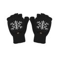 thumbnail image 1 of absanyy Women's Convertible Flip-Top Mittens - Black, Snowflake Embroidery, Touchscreen Compatible, Warm Acrylic, One Size Fits Most - Christmas Gift, 1 of 3