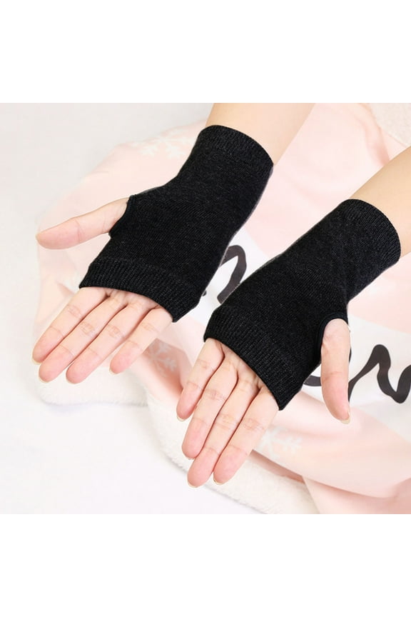 Women's Cotton Fingerless Gloves, Black, Free Size - Warm for Typing, Office, Classroom & Light Outdoor Use