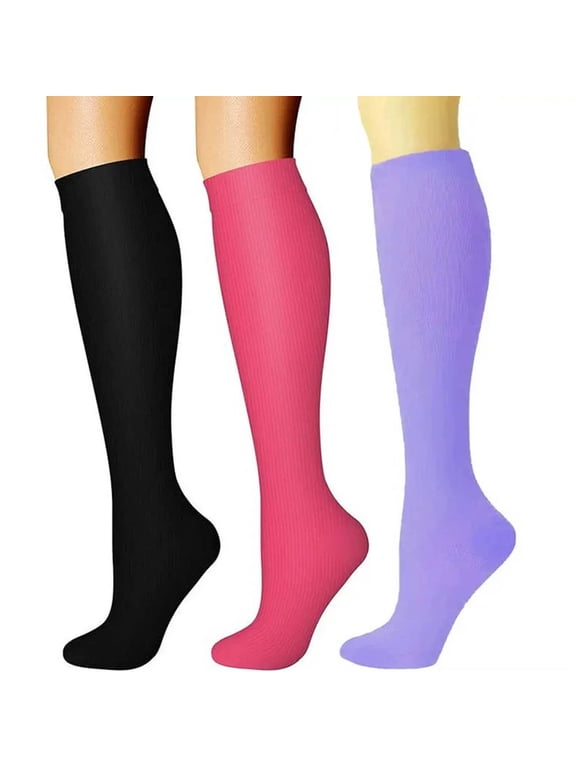Women's Cotton Knee-High Socks, 3-Pack Brown Size M - Soft Breathable for Everyday & Work All-Day Wear