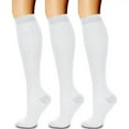 thumbnail image 1 of absanyy Women's Cotton Knee High Socks - 3 Pairs, Size M, White | All-Day Comfort, Moisture-Wicking for Standing Long Hours (Nurses/Teachers), Perfect for Everyday Wear, 1 of 2