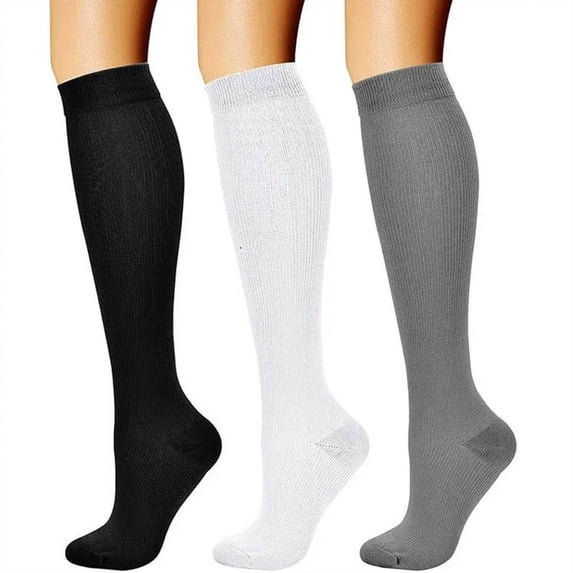 VONCOS Women's Cotton Knee High Socks - Size M, Navy, Soft Breathable 3 Pairs, Moisture-Wicking for Daily Wear, Office & School
