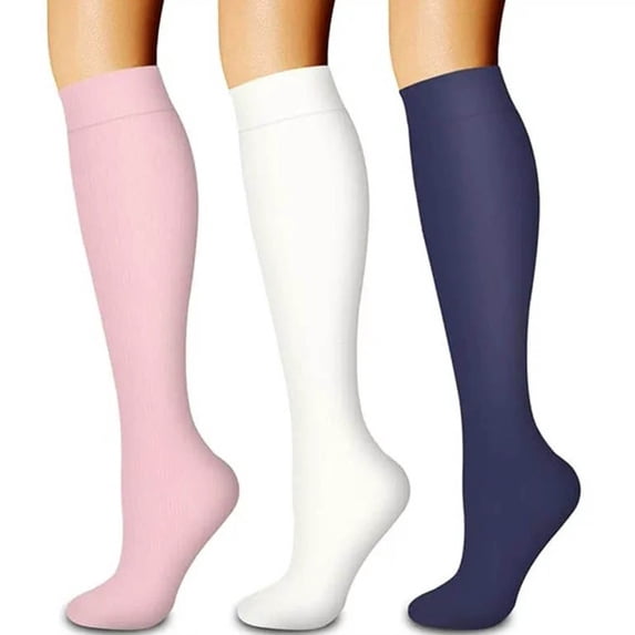 VONCOS Women's Cotton Knee High Socks - Size M, Red, 3 Pairs | Breathable Soft for Daily Wear & School Uniforms