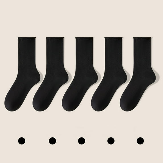 Ralphats Women's Cotton Socks 5 Pairs Black - Comfortable, Breathable, One Size Fits Most, Value Pack for Everyday Wear