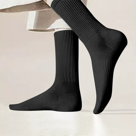 Ralphats Women's Cotton Socks - Black, One Size Fits Most, Comfortable Breathable, Non-Slip Ribbed Cuff for Everyday Wear, Office & Home