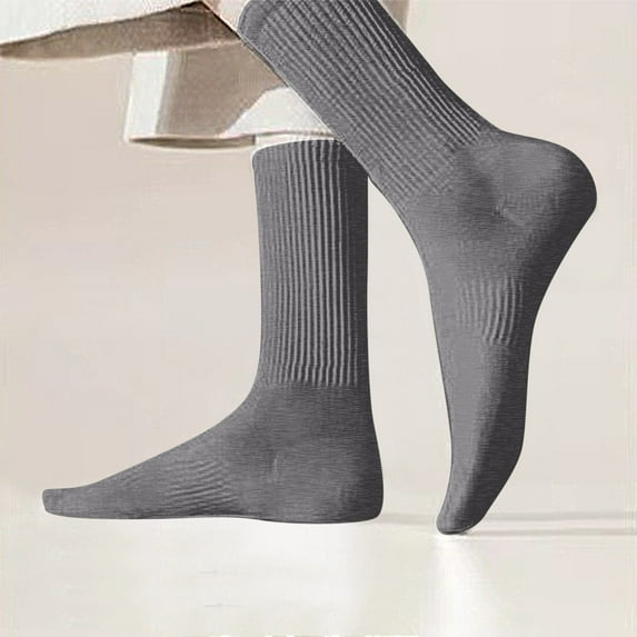 absanyy Women's Cotton Socks - Dark Gray, One Size Fits Most, Comfortable Breathable, No-Slip Ribbed Cuff for Everyday Home/Office Casual Wear