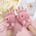 thumbnail image 1 of VONCOS Women's Cute Fluffy Fingerless Gloves, Pink Bunny Ear Design, Free Size, Soft Stretchy Fabric for Typing, Office & Daily Use, 1 of 2