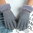thumbnail image 1 of absanyy Women's Cute Winter Gloves with Cat Design - Fluffy Cuff, Soft Polyester, One Size Fits All, Gray, 1 of 2