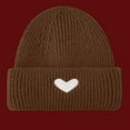 thumbnail image 1 of absanyy Women's Embroidered Heart Beanie - Coffee, Free Size, Cuffed Ribbed Knit, Warm Stretchy Winter Hat for Daily & Outdoor Use, 1 of 3