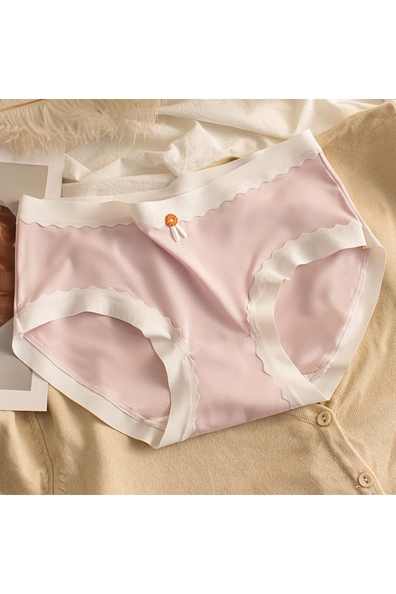 Women's Everyday Underwear - Modal Cotton Polyester Blend, Soft Breathable, Scalloped Edge with Tassel Detail, Size L, Purple