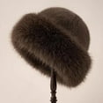 thumbnail image 1 of absanyy Women's Faux Fur Plush Hat - Polyester, Warm, Trendy, One Size Fits All (Khaki) - Winter Fall Cold Weather Accessory, 1 of 4