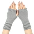 thumbnail image 1 of absanyy Women's Fingerless Gloves - Gray, Free Size - Thermal Polyester with Ribbed Cuff for Typing, Office, Fall Winter, 1 of 6