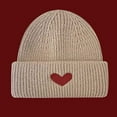thumbnail image 1 of absanyy Women's Heart Embroidered Beanie - Cuffed Ribbed, Khaki, Free Size, Warm Lightweight for Winter & Daily Wear, 1 of 3
