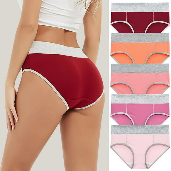 absanyy Women's High Waisted Cotton Panties 5 Pack, Multicolor, Size L - Comfortable, Durable for Everyday Wear